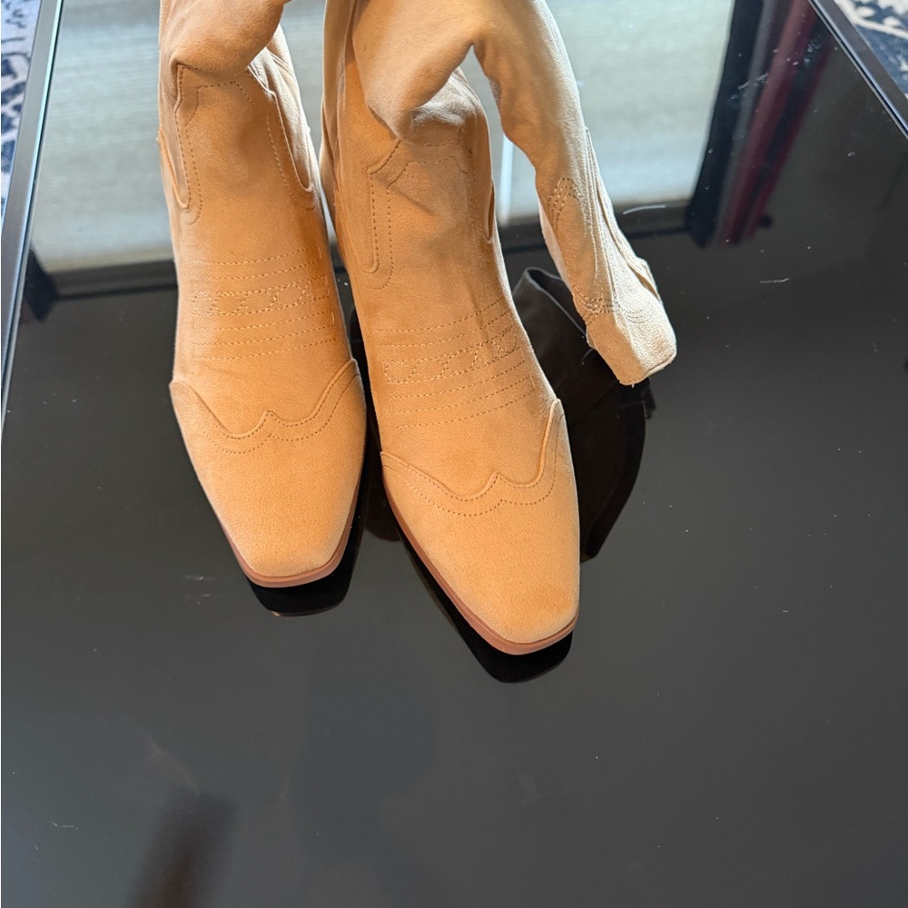 Suede Western Booties in Tan - Women's Boots